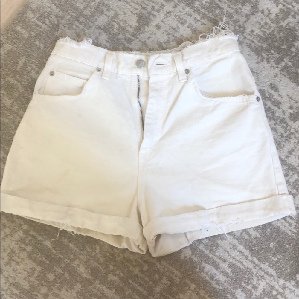 Levi’s 954 High Waist Jean Shorts White Distressed